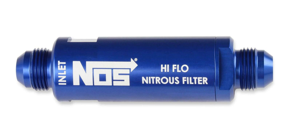 NOS in-line hi-flow nitrous filter, 6AN - blue -6AN stainless steel solenoid 15557NOS