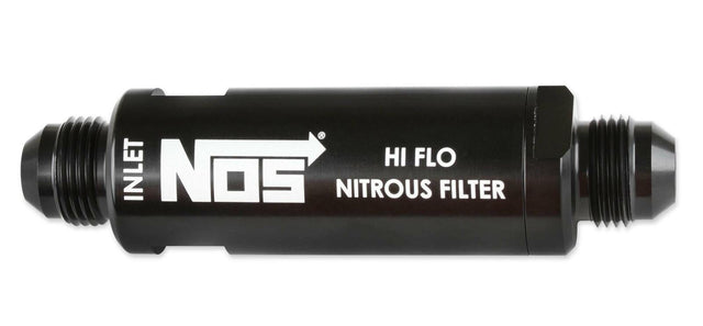 NOS in-line hi-flow nitrous filter, 8AN - black -8AN stainless steel solenoid 15559NOS