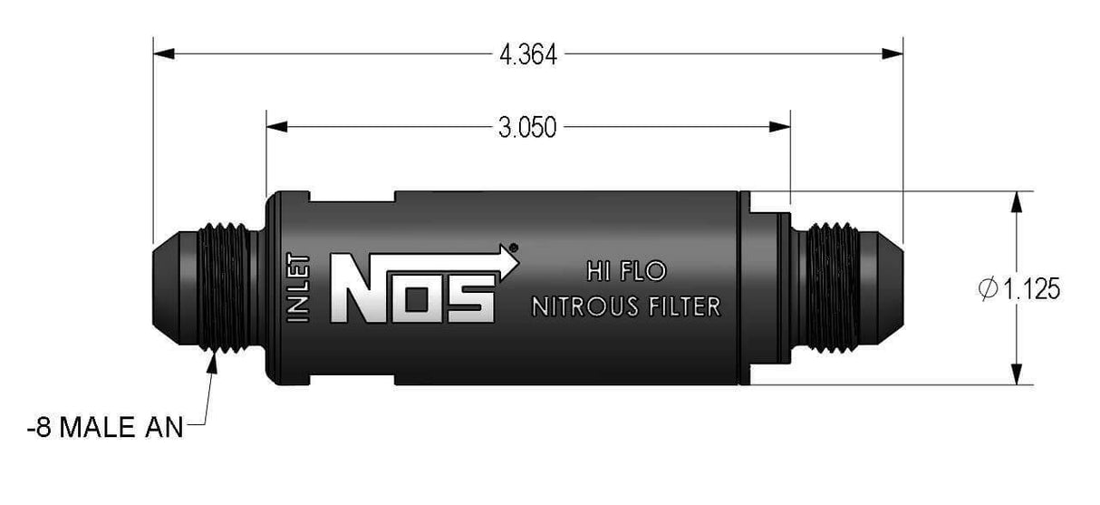 NOS in-line hi-flow nitrous filter, 8AN - black -8AN stainless steel solenoid 15559NOS