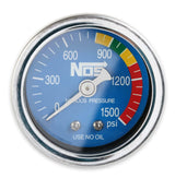 NOS nitrous gauge w/ adapter stainless steel blue black 15924NOS