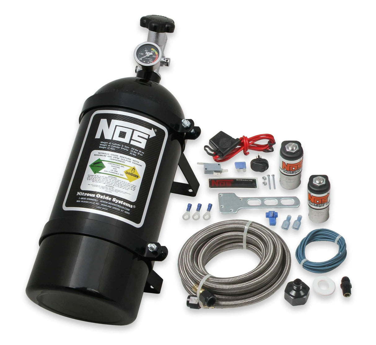 NOS powershot wet basic nitrous kit without injector plate - black - 05000BNOS -4AN 10 lb solenoid 2493