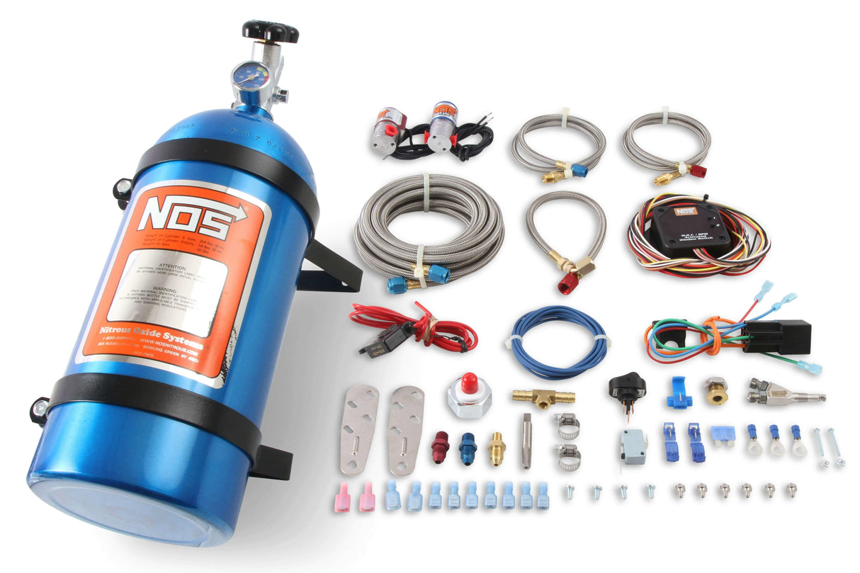 NOS sniper single fogger wet nitrous system - multi-fit -4AN 10 lb stainless steel blue red 05134NOS