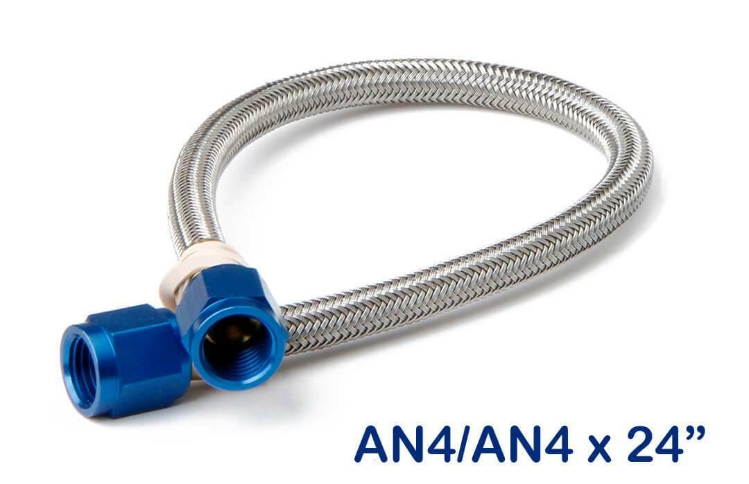 NOS stainless steel braided hose -4AN 2-foot blue 2 foot PTFE lined 15230NOS