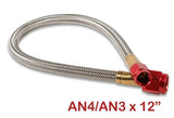 NOS stainless steel braided hose -4AN to -3AN 1-foot red 1 foot PTFE lined blue 15341NOS