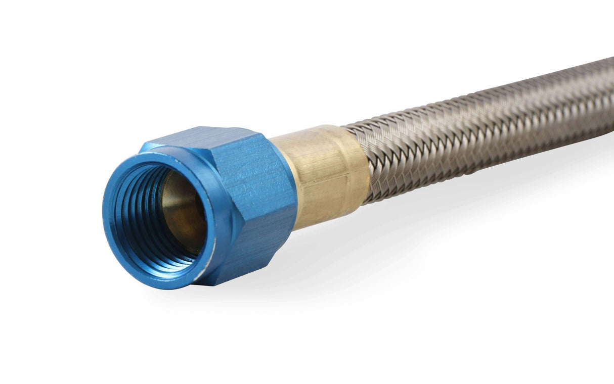 NOS stainless steel braided hose -6AN 1-foot blue 1 foot PTFE lined 15400NOS