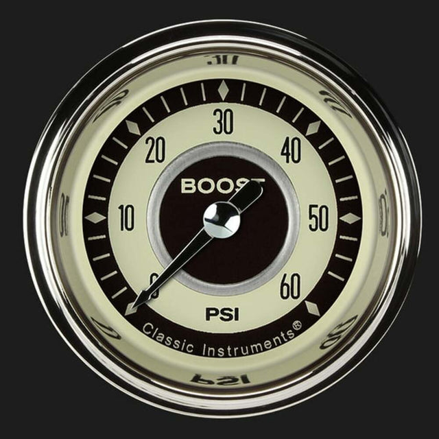 t Nostalgia VT 2 1/8" Boost Gauge, 60 psi NT143SHC Classic Instruments
