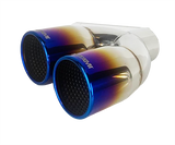 2.25" ID/3" OUT/8" Single Wall w/Resonator Slant Cut Exhaust Tip-Blue NT-1630BL