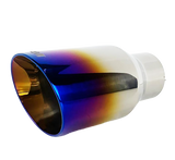 2.25" ID/3.5" OUT/7" Single Round Double Wall Slant Cut Exhaust Tip-Blue NT-2379