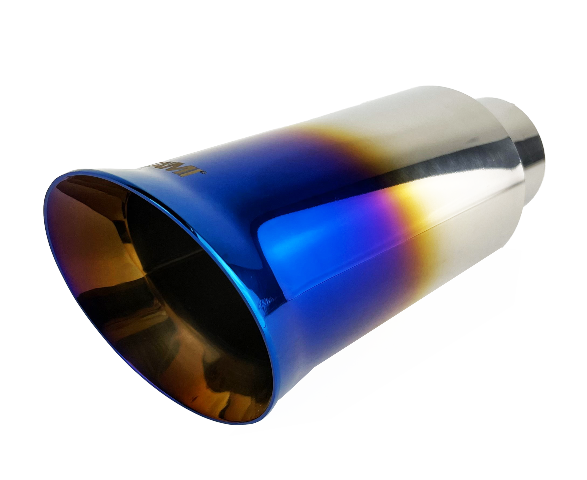 2.25" ID/4" OUT/9" Single Round Double Wall Slant Cut Exhaust Tip-Blue NT-2469
