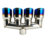 2.50" ID/3.50" OUT/11" Quad; Double Wall Slant Cut Exhaust Tip-Blue NT-2535-4BL