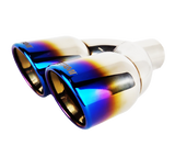 2.25" ID/3.5" OUT/9.5" Dual Double Wall Slant Cut Exhaust Tip-Blue NT-2568BL