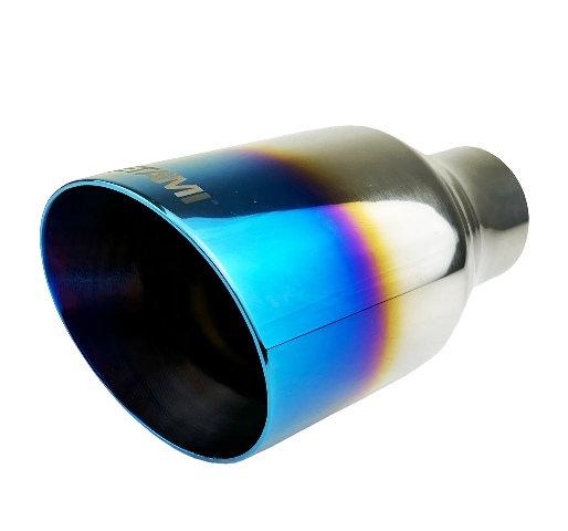 2.5" ID/4" OUT/12" Single Round Double Wall Slant Cut Exhaust Tip-Blue NT-2579