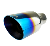 2.5" ID/4" OUT/12" Single Round Double Wall Slant Cut Exhaust Tip-Blue NT-2579
