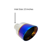 2.5" ID/5" OUT/8" Single Round Double Wall Slant Cut Exhaust Tip-Blue NT-2589