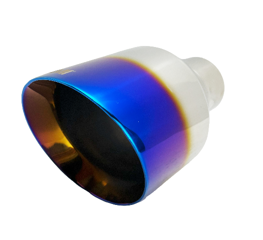 2.5" ID/5" OUT/8" Single Round Double Wall Slant Cut Exhaust Tip-Blue NT-2589