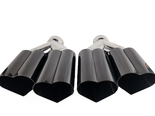 3" ID/4" OUT/12" Dual Heart Shape Exhaust Tip Black Chrome NT-HEART-2BC