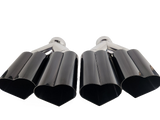 3" ID/4" OUT/12" Dual Heart Shape Exhaust Tip Black Chrome NT-HEART-2BC