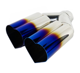 3" ID/4" OUT/12" Dual Heart Shape Exhaust Tip Blue Burnt Flame NT-HEART-2BL