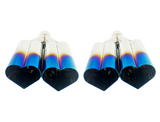 3" ID/4" OUT/12" Dual Heart Shape Exhaust Tip Blue Burnt Flame NT-HEART-2BL