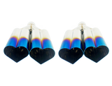 t 3" ID/4" OUT/12" Dual Heart Shape Exhaust Tip Blue Burnt Flame NT-HEART-2BL Mach Speed