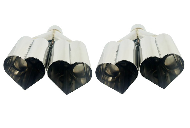 3" ID/4" OUT/12" Dual Heart Shape Exhaust Tip Polished Chrome NT-HEART-2CP