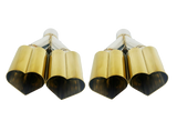 3" ID/4" OUT/10" Dual Heart Shape Exhaust Tip Gold NT-HEART-2GD
