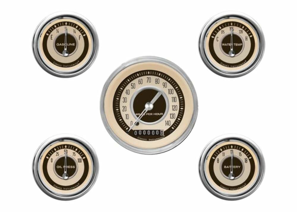 Classic Instruments analog dash gauge set black