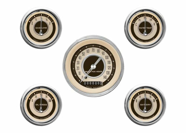 Classic Instruments analog dash gauge set black