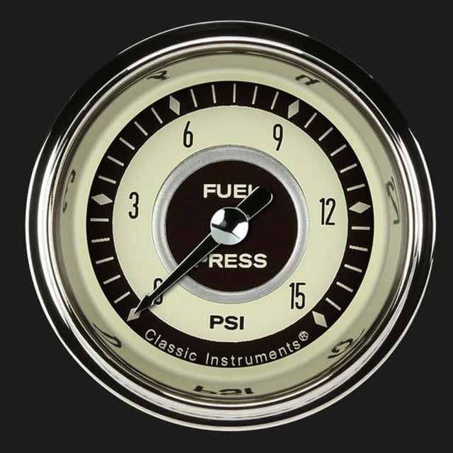 Nostalgia VT 2 1/8" Fuel Pressure Gauge, 15 psi NT145SHC