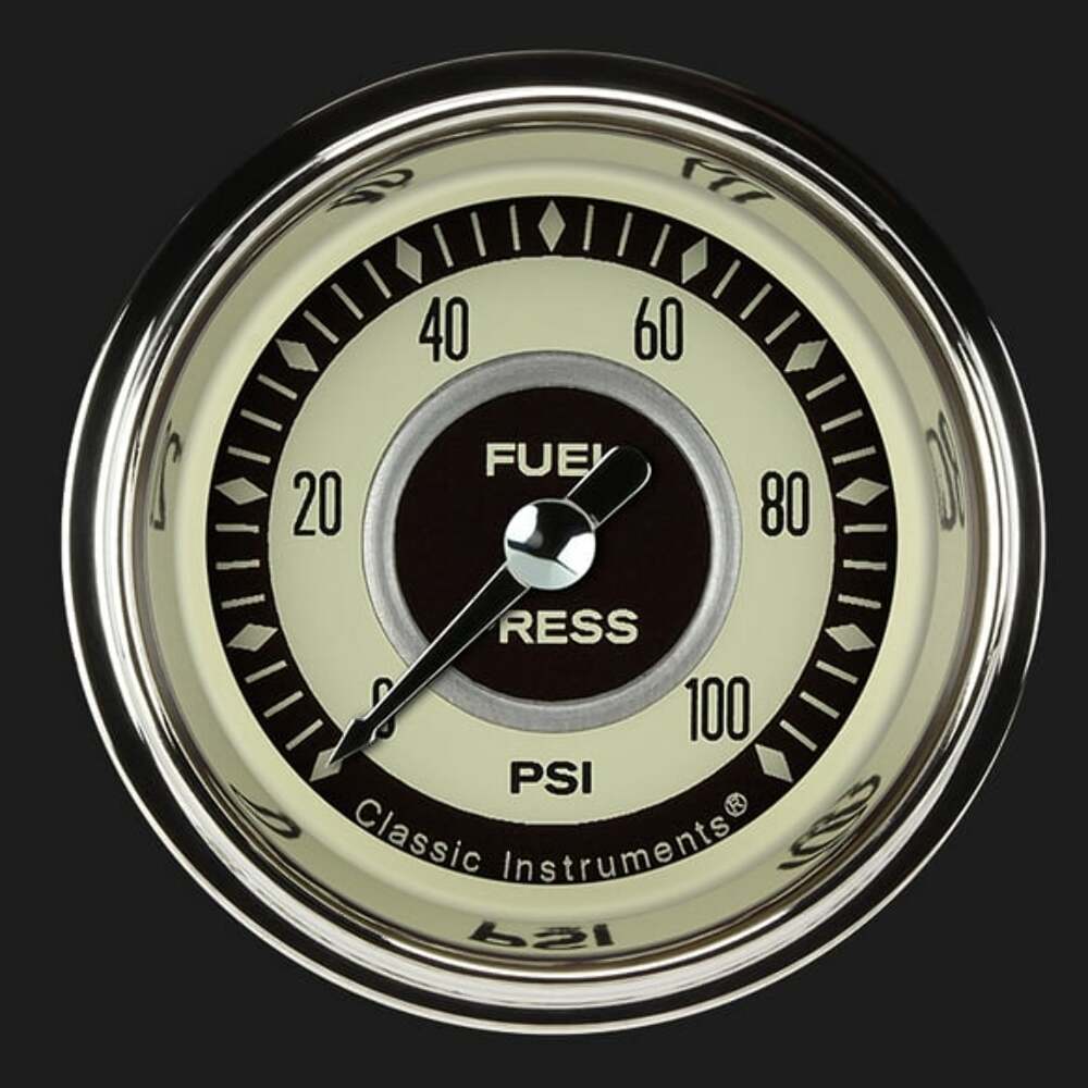 Nostalgia VT 2 1/8" Fuel Pressure Gauge, 100 psi NT146SHC