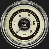 Nostalgia VT 2 5/8" Fuel Pressure Gauge, 15 psi NT345SLC