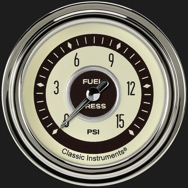 Nostalgia VT 2 5/8" Fuel Pressure Gauge, 15 psi NT345SLC