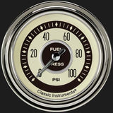 Nostalgia VT 2 5/8" Fuel Pressure Gauge, 100 psi NT346SLC