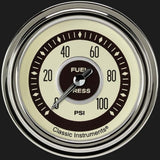 t Nostalgia VT 2 5/8" Fuel Pressure Gauge, 100 psi NT346SLC Classic Instruments