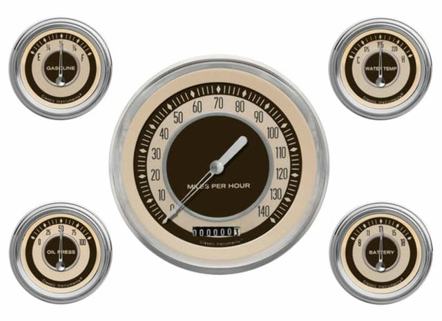 Classic Instruments analog dash gauge set black