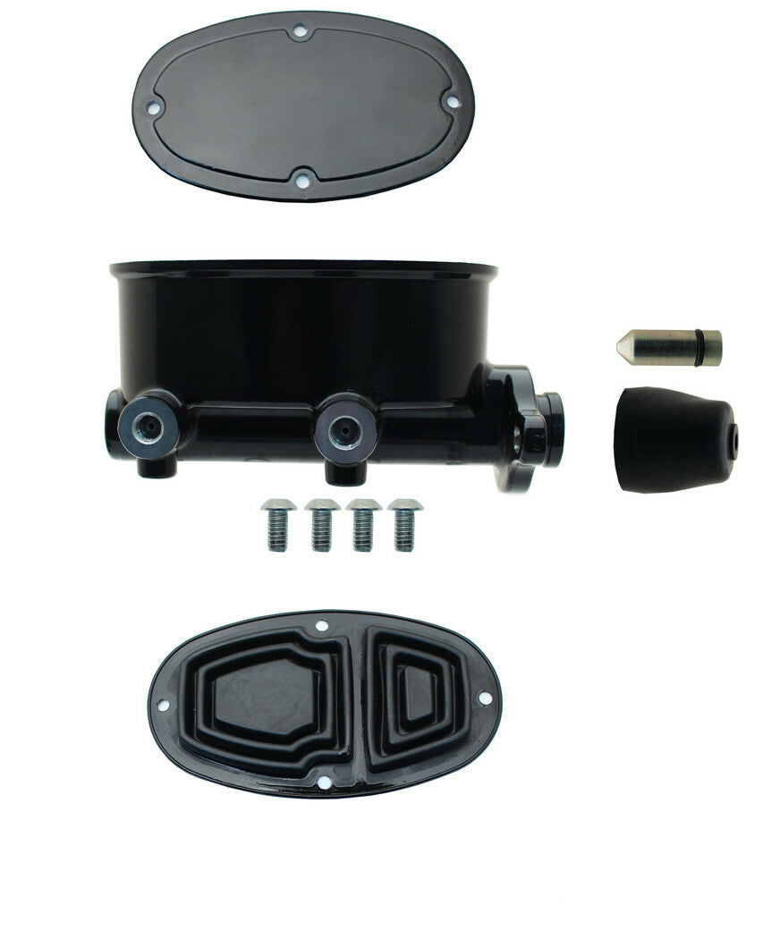 Oval Black Aluminum Black Master Cylinder (Disc/ Drum) 260-8555-BK- Brakes MBM
