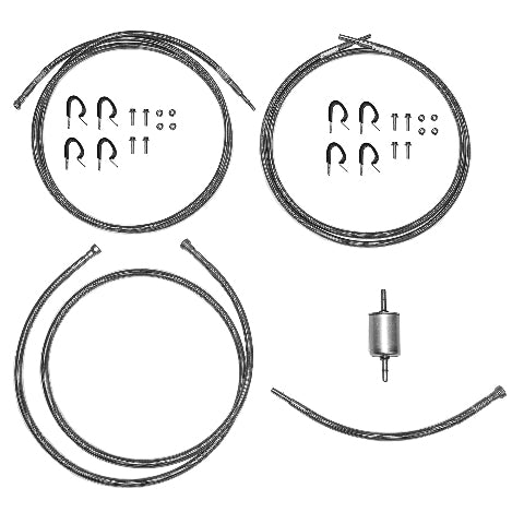 Fuel Line Kit for For 01-03 GM 2500HD / 3500, Ext Cab with Gas Engine; Complete Braided Stainless stainless steel