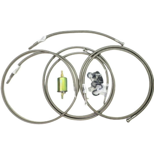 Fits 01-03 GM 2500HD / 3500, Ext Cab; Gas; Complete Fuel line-Braided MDFF0019SS