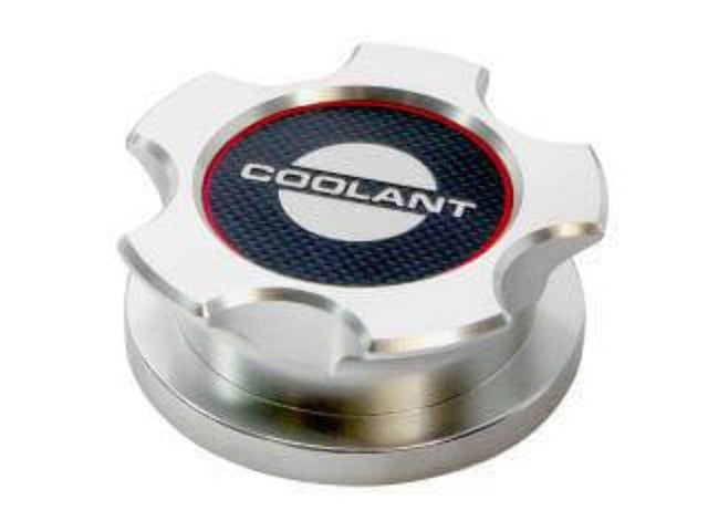 Radiator Cap CoverBillet w/CarbonFiber fits FordMustang 10-14 Drake AR3Z-8100-BL muscle car black aluminum