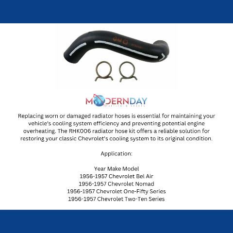 radiator hose kit fits 1956-1957 Chevy Full Size upper RHK006 Shafer's Classic Reproductions