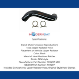 radiator hose kit fits 1970-1972 Chevy Camaro upper RHK207 Shafer's Classic Reproductions