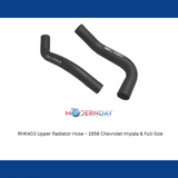 radiator hose kit fits 1958 Chevy Full Size 348 engine upper RHK403 Shafer's Classic Reproductions