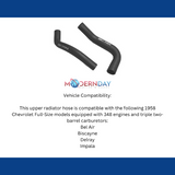 radiator hose kit fits 1958 Chevy Full Size 348 engine upper RHK403 Shafer's Classic Reproductions
