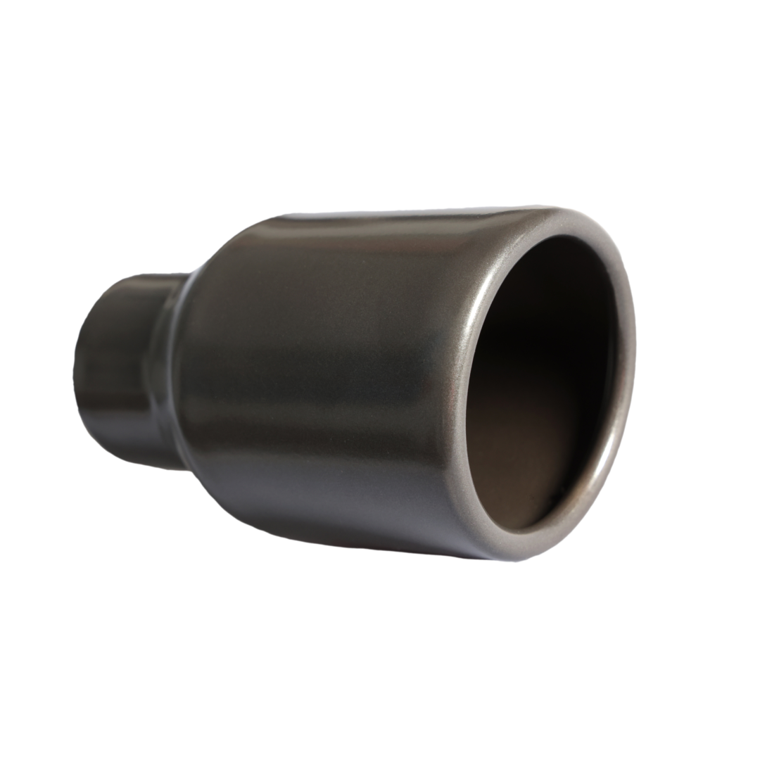 t Rolled Edge Slant Cut Stainless Steel Tip Powered Coated Gun Metal Grey-T819GY Modern Day Muffler and Brakes