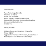 t Rolled Edge Slant Cut Stainless Steel Tip Powered Coated Gun Metal Grey-T819GY Modern Day Muffler and Brakes