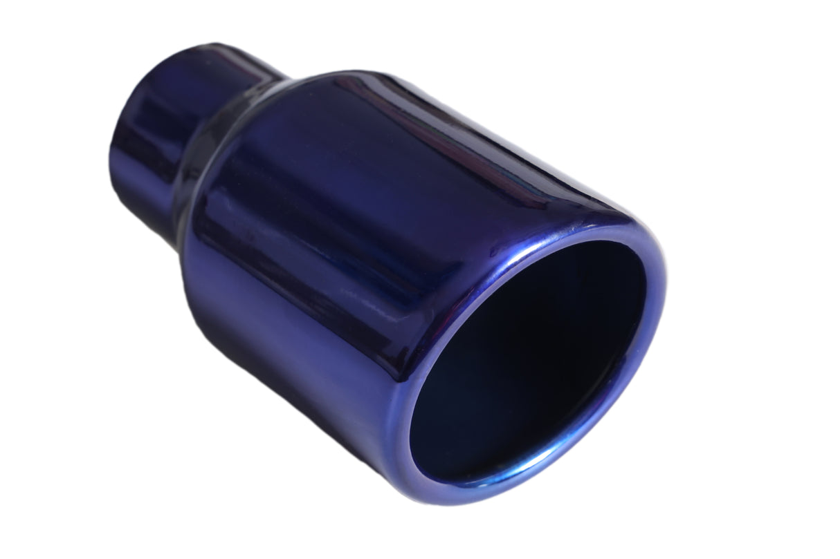 t Rolled Edge Slant Cut Stainless Steel Tip Powered Coated JDM Blue-T819BL Modern Day Muffler and Brakes