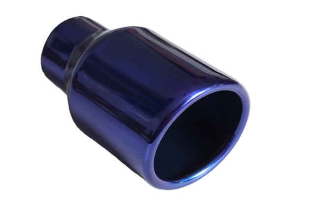 t Rolled Edge Slant Cut Stainless Steel Tip Powered Coated JDM Blue-T819BL Modern Day Muffler and Brakes