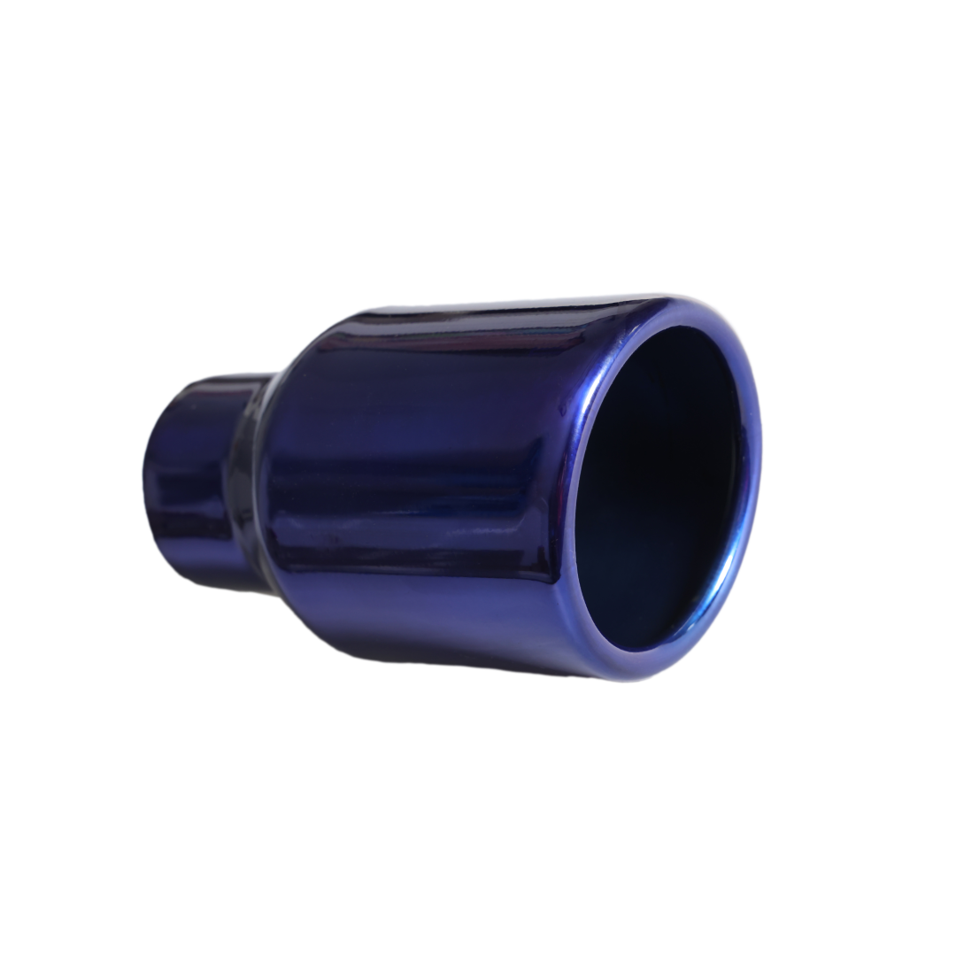t Rolled Edge Slant Cut Stainless Steel Tip Powered Coated JDM Blue-T819BL Modern Day Muffler and Brakes