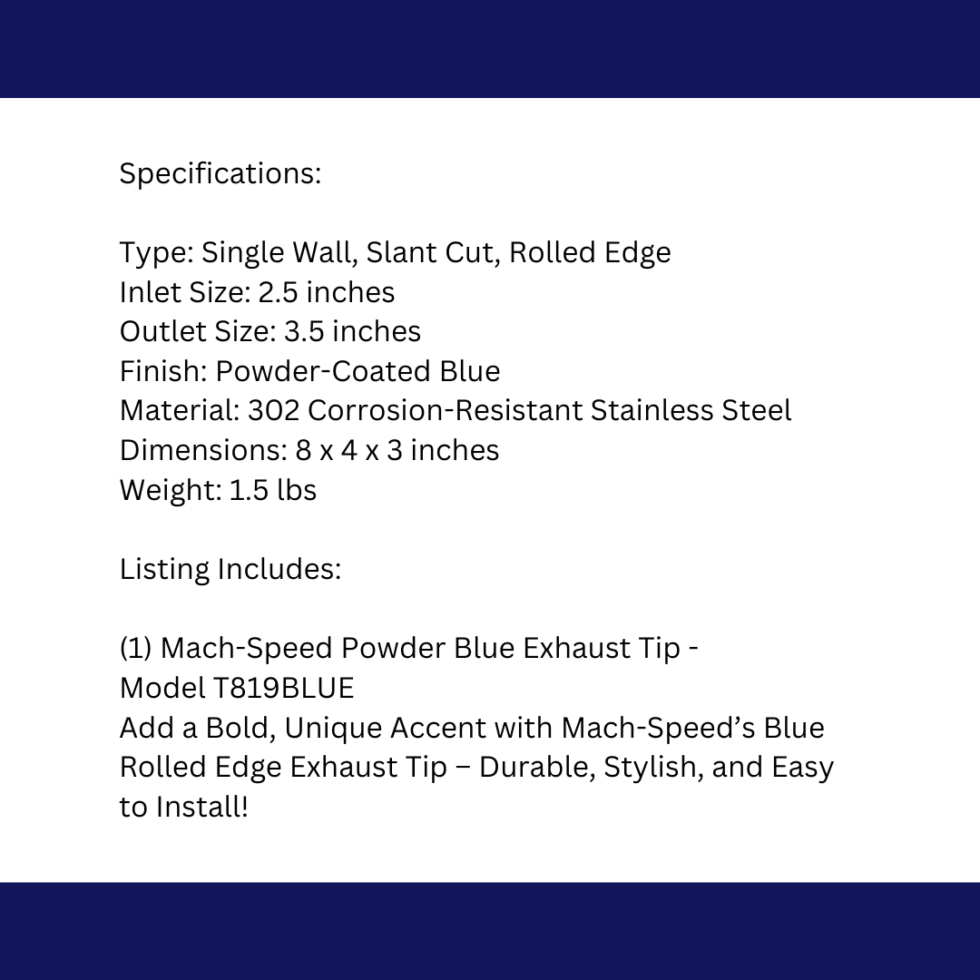 t Rolled Edge Slant Cut Stainless Steel Tip Powered Coated JDM Blue-T819BL Modern Day Muffler and Brakes