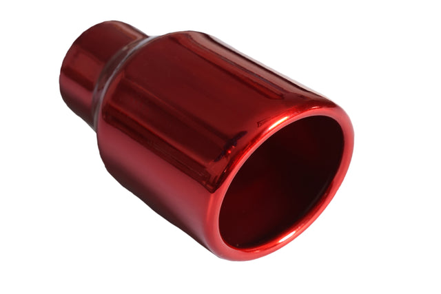 t Rolled Edge Slant Cut Stainless Steel Tip Powered Coated JDM Red-T819RD Modern Day Muffler and Brakes